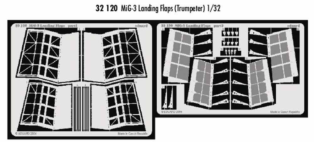 Eduard 32120 Etched Aircraft Detailling Set 1:32 Mikoyan MiG-3 landing flaps