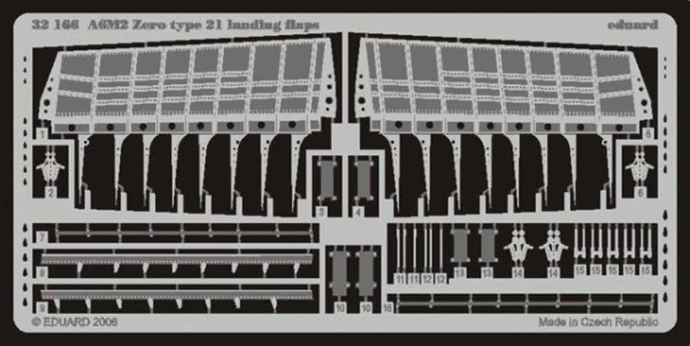 Eduard 32166 Etched Aircraft Detailling Set 1:32 Mitsubishi A6M2 'Zero' type 21