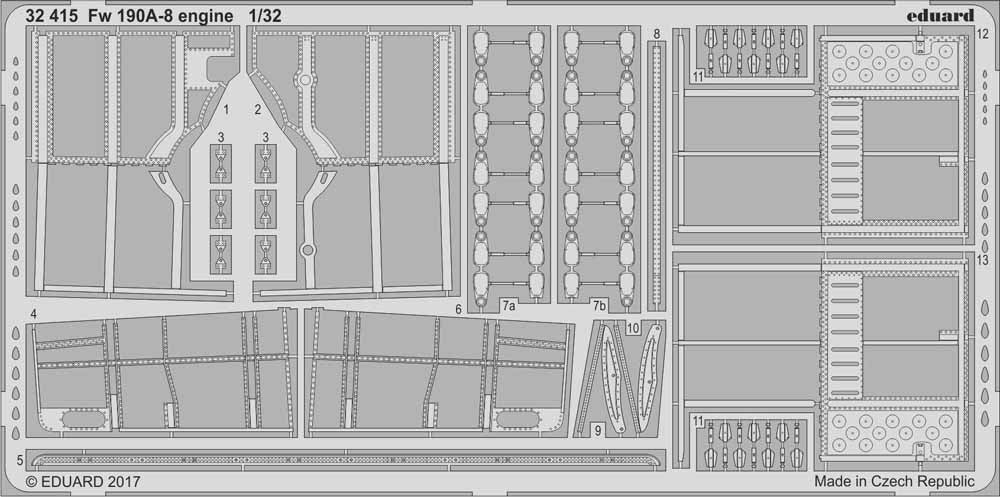 Eduard 32415 Etched Aircraft Detailling Set 1:32 Focke-Wulf Fw-190A-8 engine