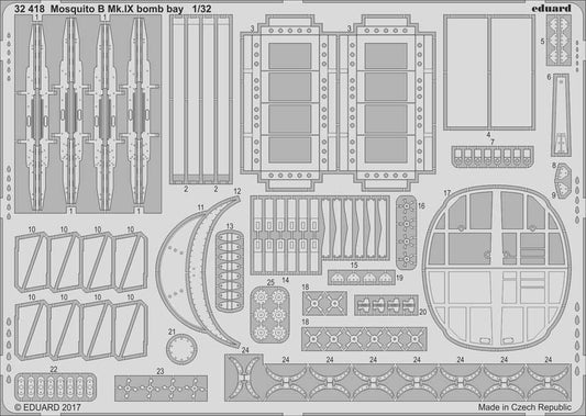 Eduard 32418 Etched Aircraft Detailling Set 1:32 de Havilland Mosquito B Mk.IX/X