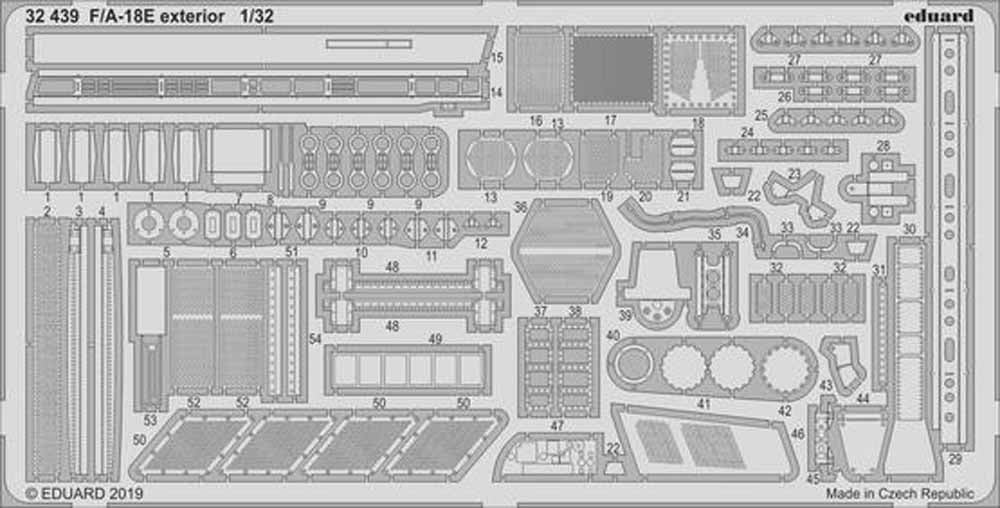 Eduard 32439 Etched Aircraft Detailling Set 1:32 Boeing F/A-18E Super Hornet ext