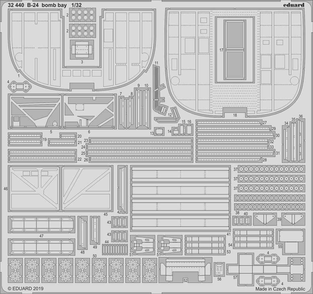 Eduard 32440 Etched Aircraft Detailling Set 1:32 Consolidated B-24J Liberator bo