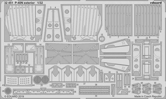 Eduard 32451 Etched Aircraft Detailling Set 1:32 Curtiss P-40N Warhawk exterior