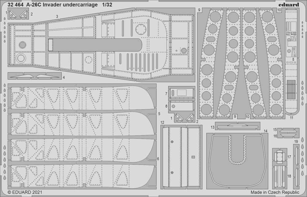Eduard 32464 Etched Aircraft Detailling Set 1:32 Douglas A-26C Invader undercarr
