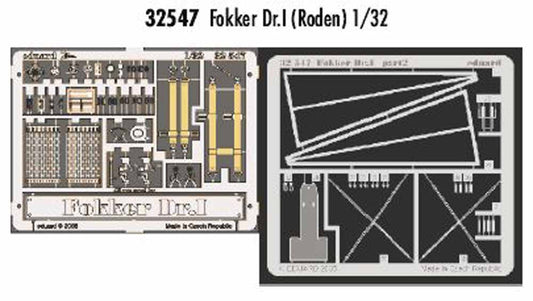 Eduard 32547 Etched Aircraft Detailling Set 1:32 Fokker Dr.I Triplane Pre-painte
