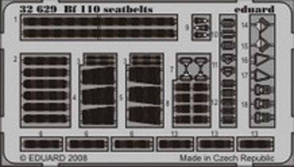 Eduard 32629 Etched Aircraft Detailling Set 1:32 Messerschmitt Bf-110 seatbelts