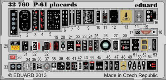 Eduard 32760 Etched Aircraft Detailling Set 1:32 Northrop P-61A/P-61B 'Black Wid