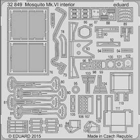 Eduard 32849 Etched Aircraft Detailling Set 1:32 de Havilland Mosquito Mk.VI int