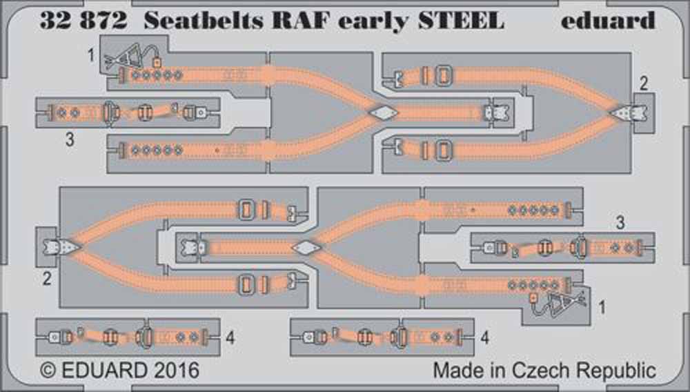 Eduard 32872 Etched Aircraft Detailling Set 1:32 seatbelts RAF early Steel