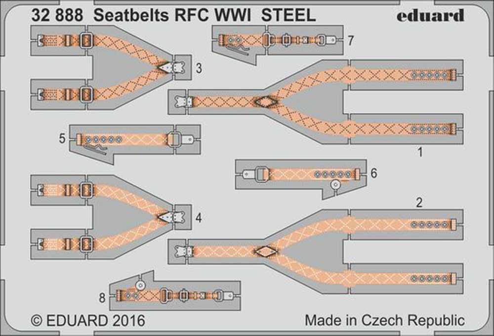 Eduard 32888 Etched Aircraft Detailling Set 1:32 seatbelts RFC WWI Steel