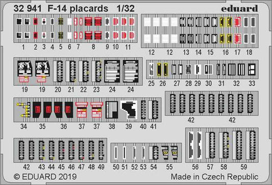 Eduard 32941 Etched Aircraft Detailling Set 1:32 Grumman F-14 placards