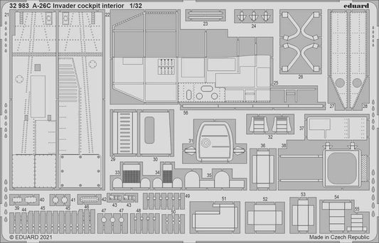 Eduard 32983 Etched Aircraft Detailling Set 1:32 Douglas A-26C Invader cockpit i