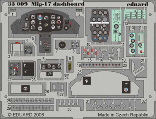 Eduard 33009 Etched Aircraft Detailling Set 1:32 Mikoyan MiG-17PF instrument pan