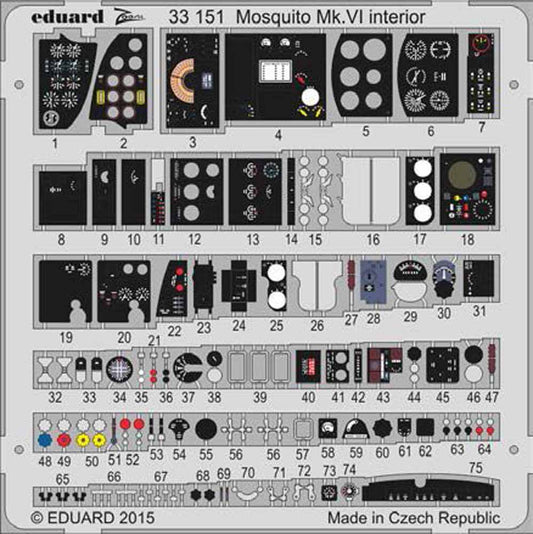 Eduard 33151 Etched Aircraft Detailling Set 1:32 de Havilland Mosquito Mk.VI int