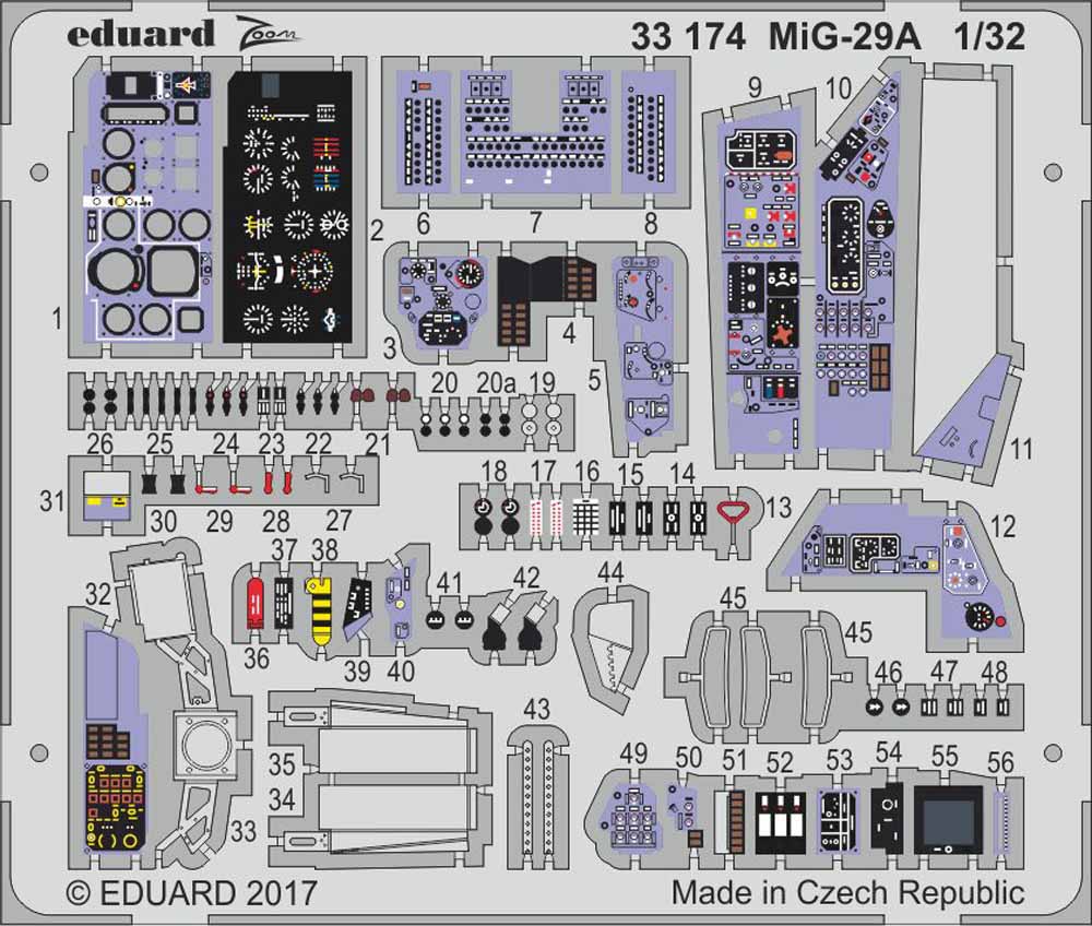 Eduard 33174 Etched Aircraft Detailling Set 1:32 Mikoyan MiG-29A