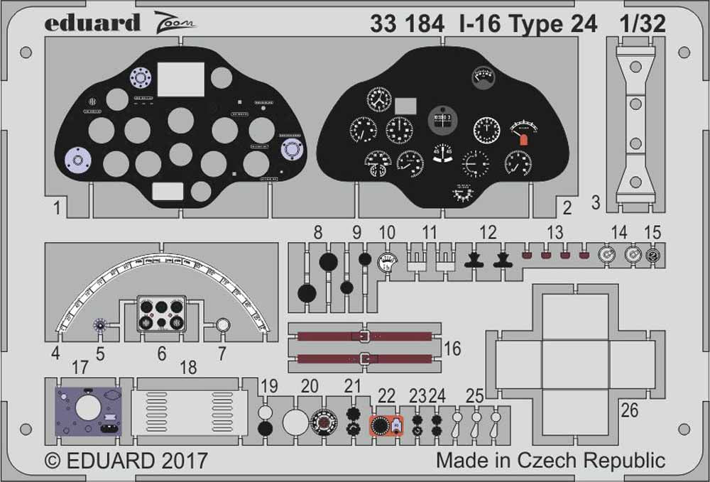 Eduard 33184 Etched Aircraft Detailling Set 1:32 Polikarpov I-16 type 24