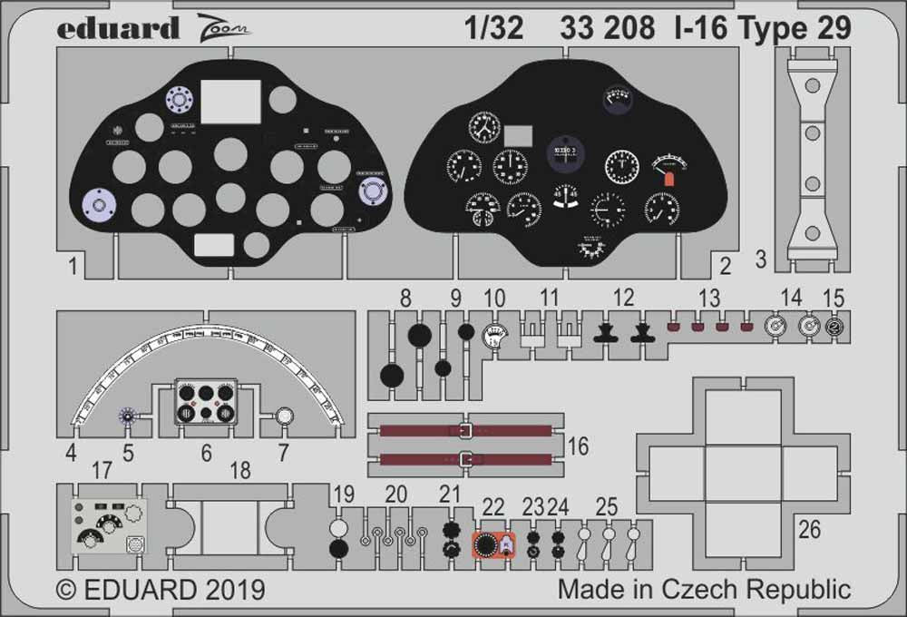 Eduard 33208 Etched Aircraft Detailling Set 1:32 Polikarpov I-16 type 29