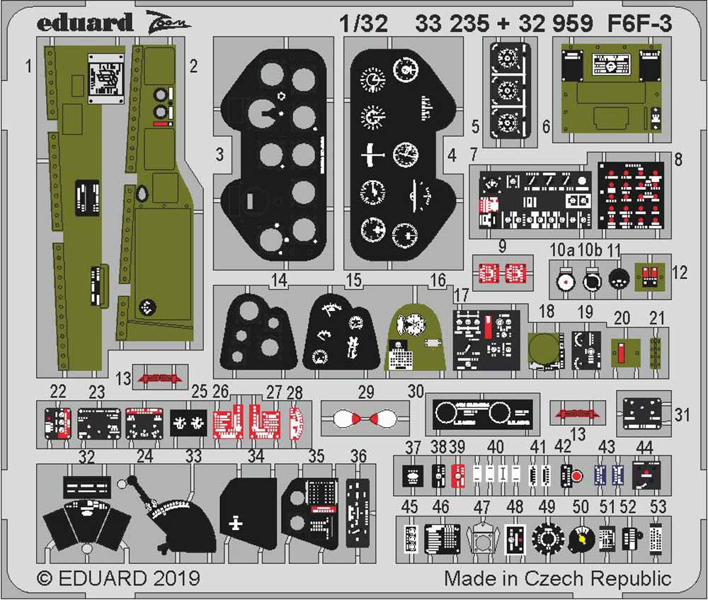 Eduard 33235 Etched Aircraft Detailling Set 1:32 Grumman F6F-3 Hellcat