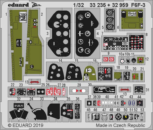 Eduard 33235 Etched Aircraft Detailling Set 1:32 Grumman F6F-3 Hellcat