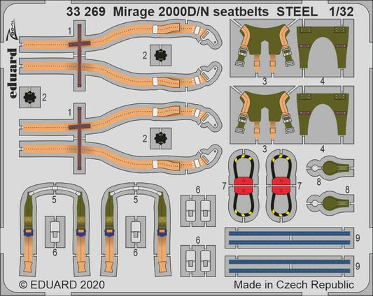 Eduard 33269 Etched Aircraft Detailling Set 1:32 Dassault Mirage 2000D/N seatbel