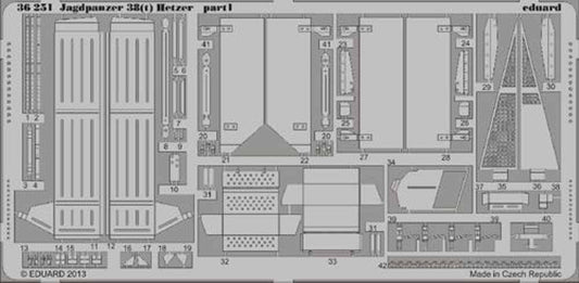 Eduard 36251 1:35 Etched Detailing Set for Academy Kits Jagdpanzer 38t 'Hetzer'