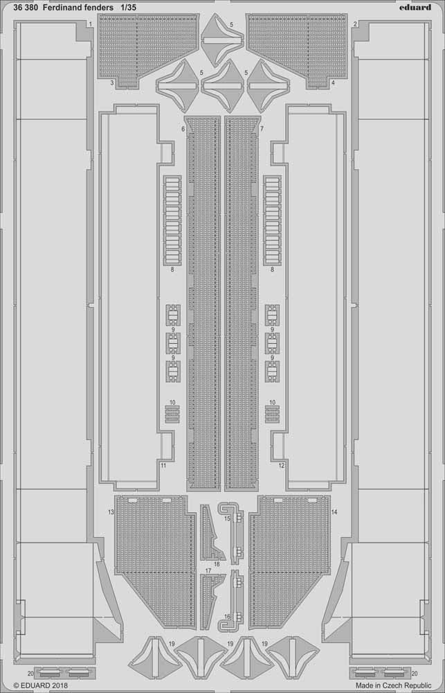 Eduard 36380 1:35 Etched Detailing Set for Zvezda Kits Sd.Kfz.184 'Ferdinand' Ti