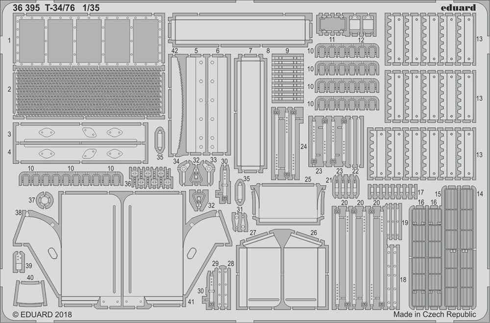 Eduard 36395 1:35 Etched Detailing Set for Academy Kits Soviet T-34/76