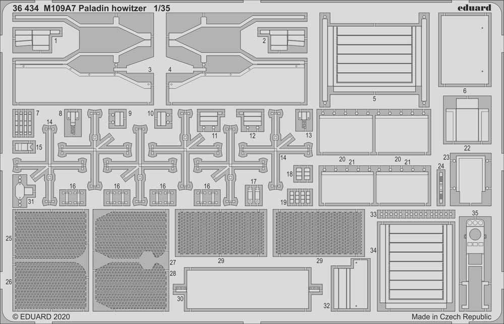 Eduard 36434 1:35 Etched Detailing Set for Panda Model Kits M109A7 Paladin SPH h