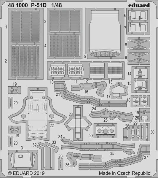 Eduard 481000 Etched Aircraft Detailling Set 1:48 North-American P-51D-5 Mustang