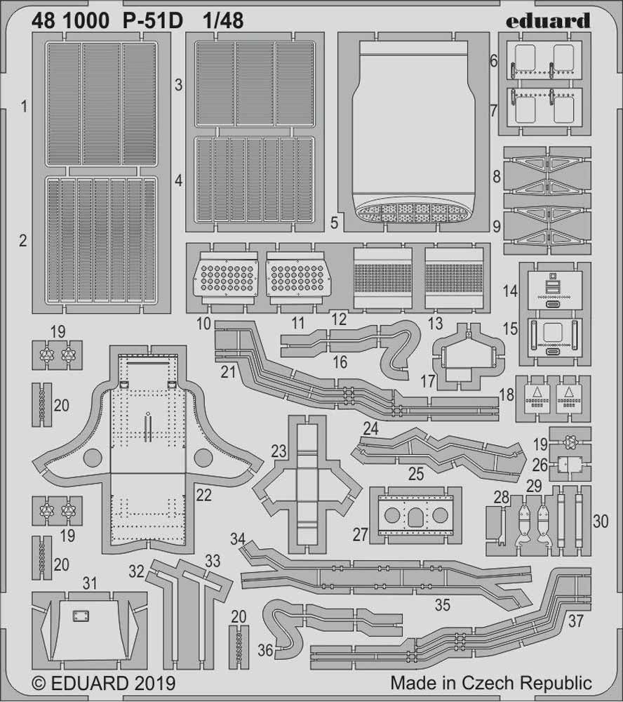 Eduard 481000 Etched Aircraft Detailling Set 1:48 North-American P-51D-5 Mustang