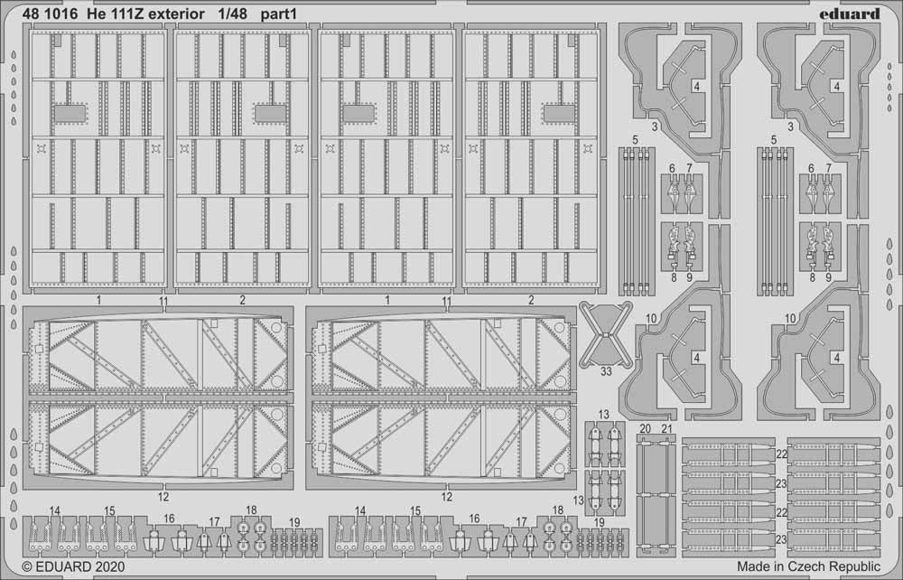 Eduard 481016 Etched Aircraft Detailling Set 1:48 Heinkel He-111Z 'Zwilling' ext