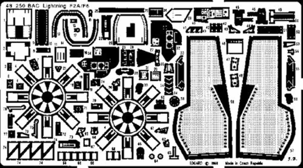 Eduard 48250 Etched Aircraft Detailling Set 1:48 BAC/EE Lightning F.2/F.6