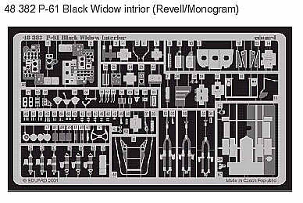 Eduard 48382 Etched Aircraft Detailling Set 1:48 Northrop P-61A/P-61B 'Black Wid