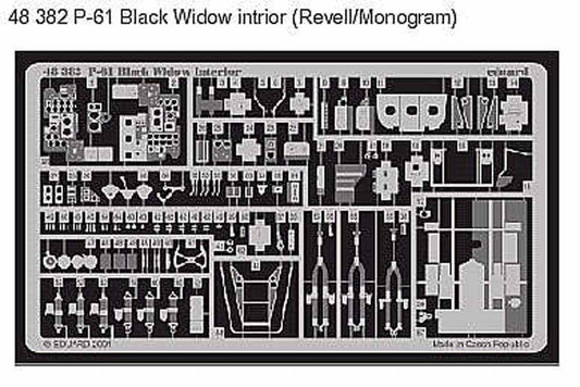 Eduard 48382 Etched Aircraft Detailling Set 1:48 Northrop P-61A/P-61B 'Black Wid