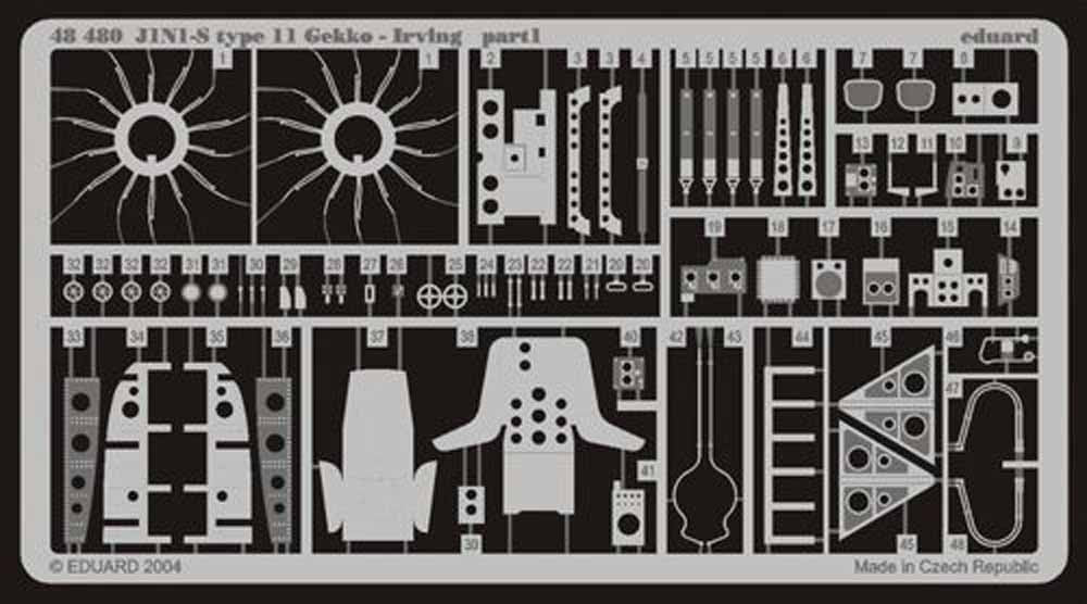 Eduard 48480 Etched Aircraft Detailling Set 1:48 Nakajima J1N1-Sa type 11 Gekko