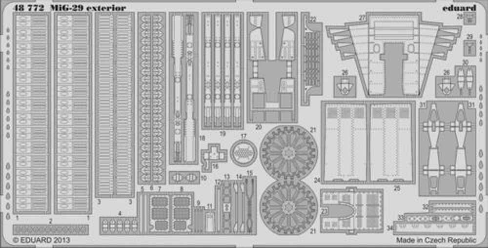 Eduard 48772 Etched Aircraft Detailling Set 1:48 Mikoyan MiG-29 exterior