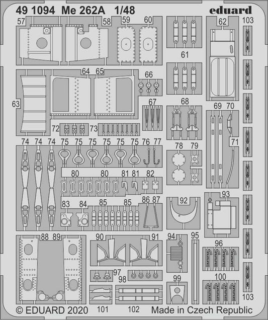Eduard 491094 Etched Aircraft Detailling Set 1:48 Messerschmitt Me-262A