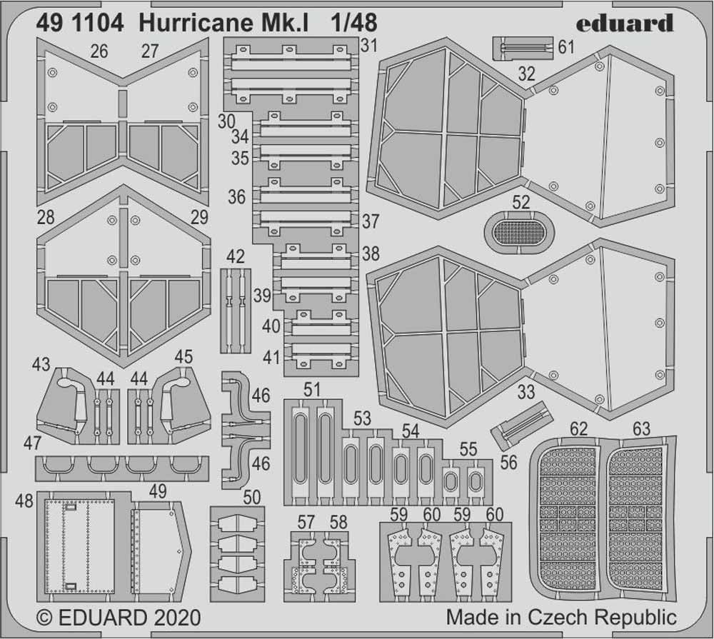 Eduard 491104 Etched Aircraft Detailling Set 1:48 Hawker Hurricane Mk.I