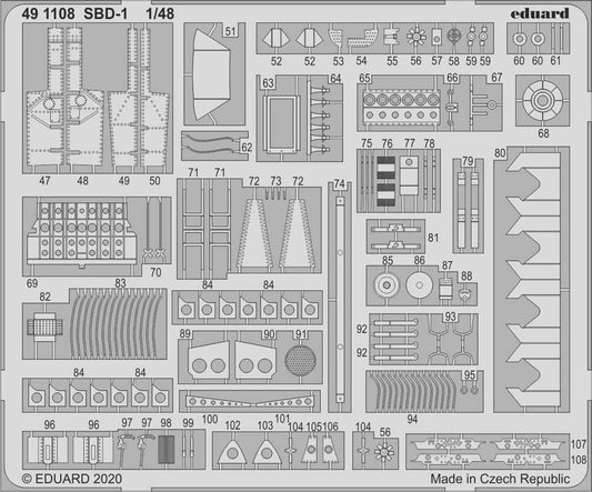 Eduard 491108 Etched Aircraft Detailling Set 1:48 Douglas SBD-1 Dauntless