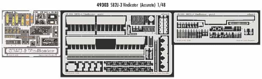Eduard 49303 Etched Aircraft Detailling Set 1:48 Vought SB2U-3 Vindicator Pre-pa