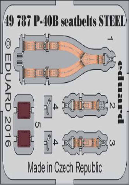 Eduard 49787 Etched Aircraft Detailling Set 1:48 Curtiss P-40B Tomahawk seatbelt