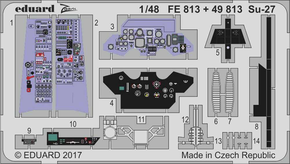 Eduard 49813 Etched Aircraft Detailling Set 1:48 Sukhoi Su-27 Flanker B
