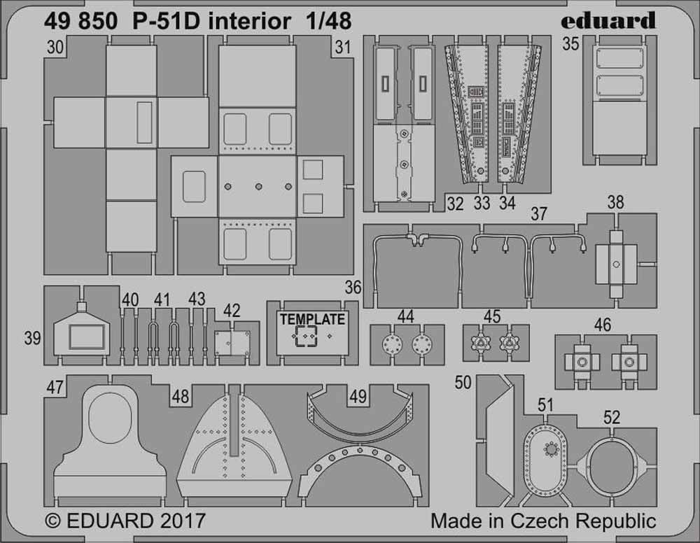 Eduard 49850 Etched Aircraft Detailling Set 1:48 North-American P-51D Mustang