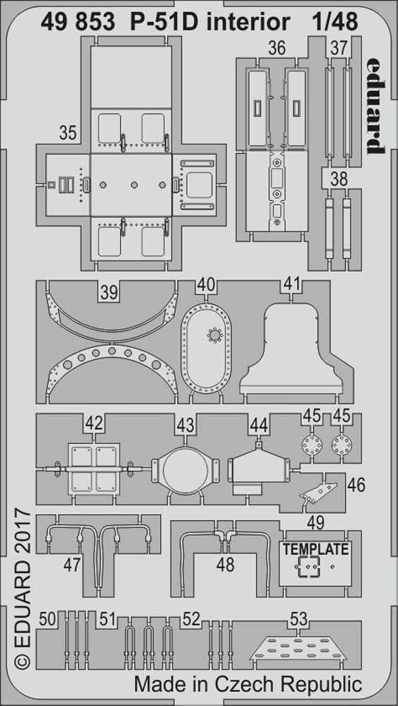 Eduard 49853 Etched Aircraft Detailling Set 1:48 North-American P-51D Mustang in