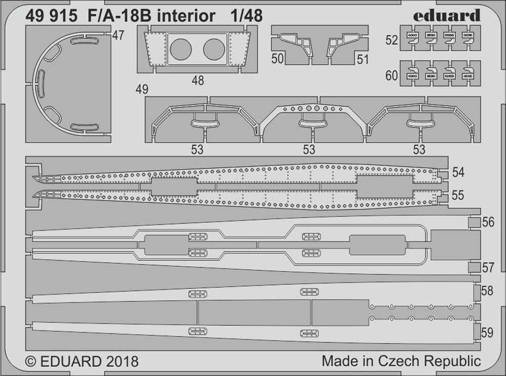 Eduard 49915 Etched Aircraft Detailling Set 1:48 McDonnell-Douglas F/A-18B inter