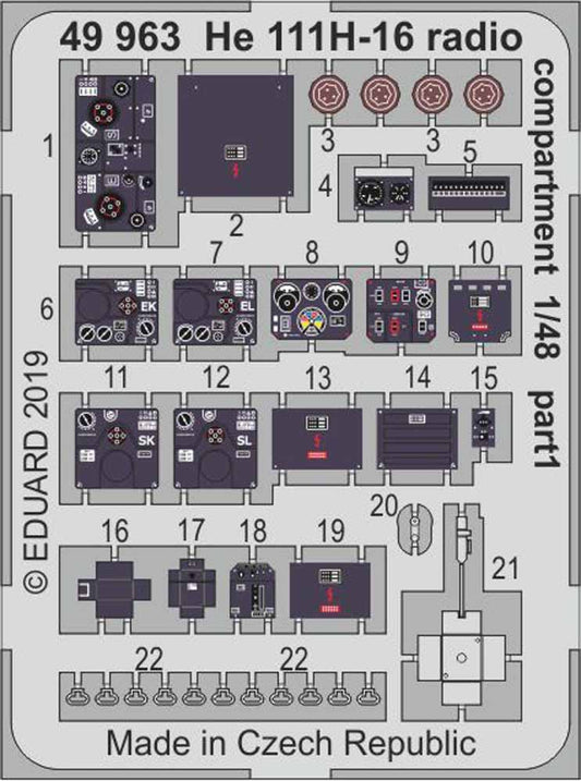 Eduard 49963 Etched Aircraft Detailling Set 1:48 Heinkel He-111H-16 radio compar