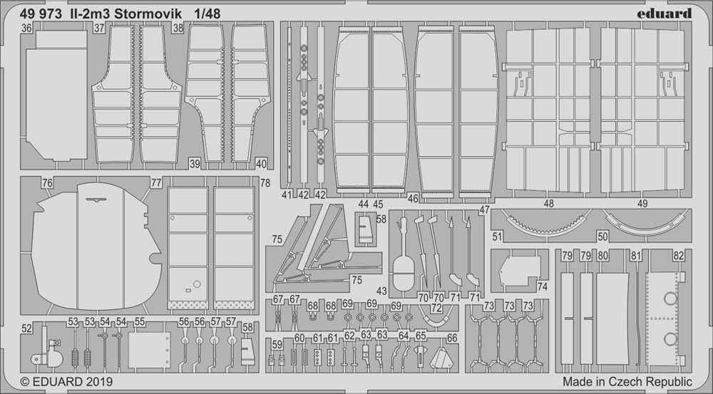 Eduard 49973 Etched Aircraft Detailling Set 1:48 Ilyushin Il-2m3 Stormovik