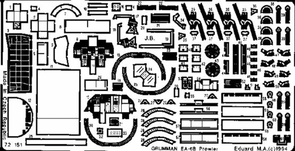 Eduard 72151 Etched Aircraft Detailling Set 1:72 Grumman EA-6B Prowler