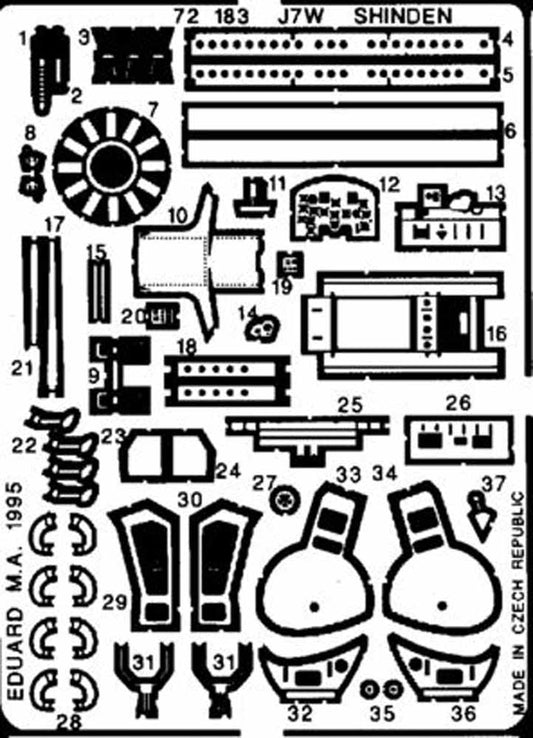 Eduard 72183 Etched Aircraft Detailling Set 1:72 Kyushu J7W1 Shinden