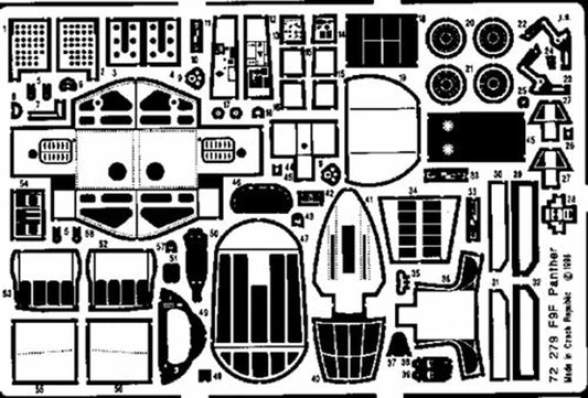 Eduard 72279 Etched Aircraft Detailling Set 1:72 Grumman F9F-2 Panther